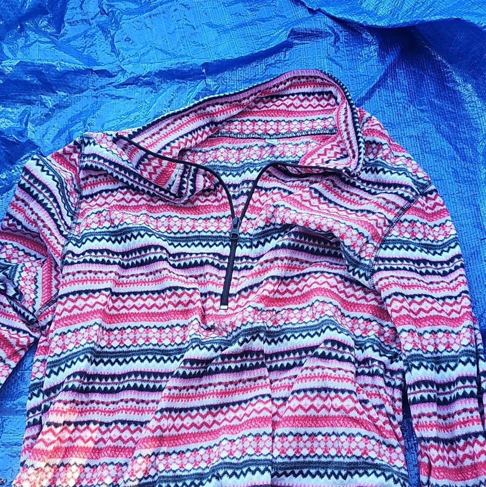 Exertek Women’s XL Pink Geometric Fleece 1/4 Zip High Neck Sweatshirt