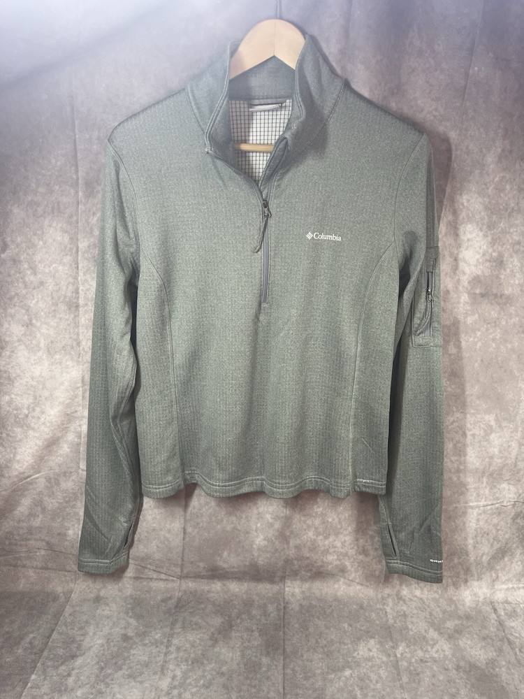 Women’s Columbia Park View Grid Gray Half Zip Long Sleeve Fleece Lined Sz L
