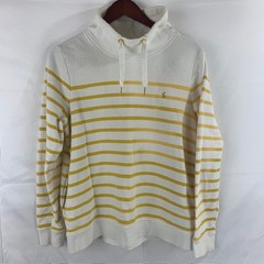 Joules Kinsley Striped Funnel Neck Sweatshirt Women’s Size 10 US Gold White Pull