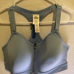 Victoria’s Secret Victoria Sport XL Blue Zip Front Racerback Wireless Sports Bra