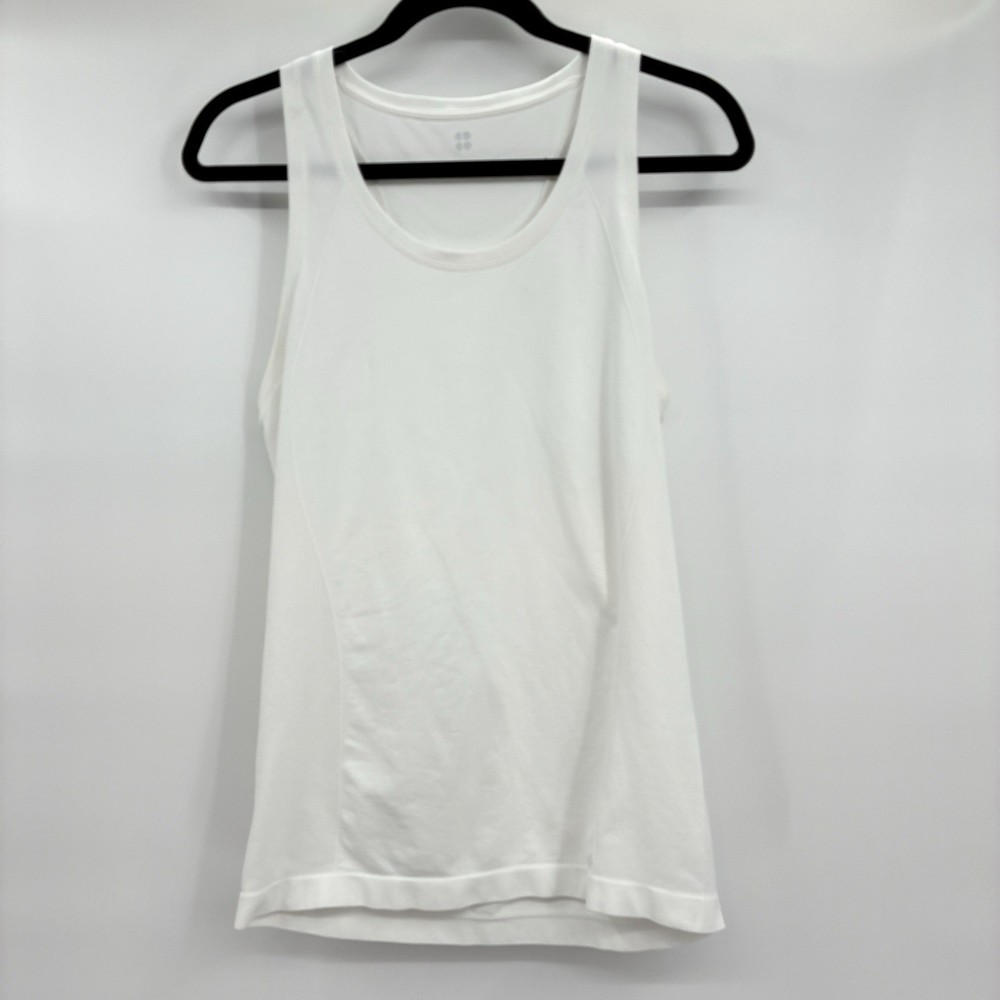 Sweaty Betty White Seamless Racerback Fitted Tank Top Gym Athlete Workout Size 8