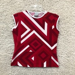 VINTAGE Nike Top Shirt Small Adult Red Geometric Cap Sleeve Stretch Gym Womens S
