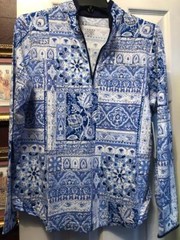 NWT Ladies Gottex G LIFESTYLE JAKARTA BLUE Long Sleeve Mock Golf Shirt S M & L