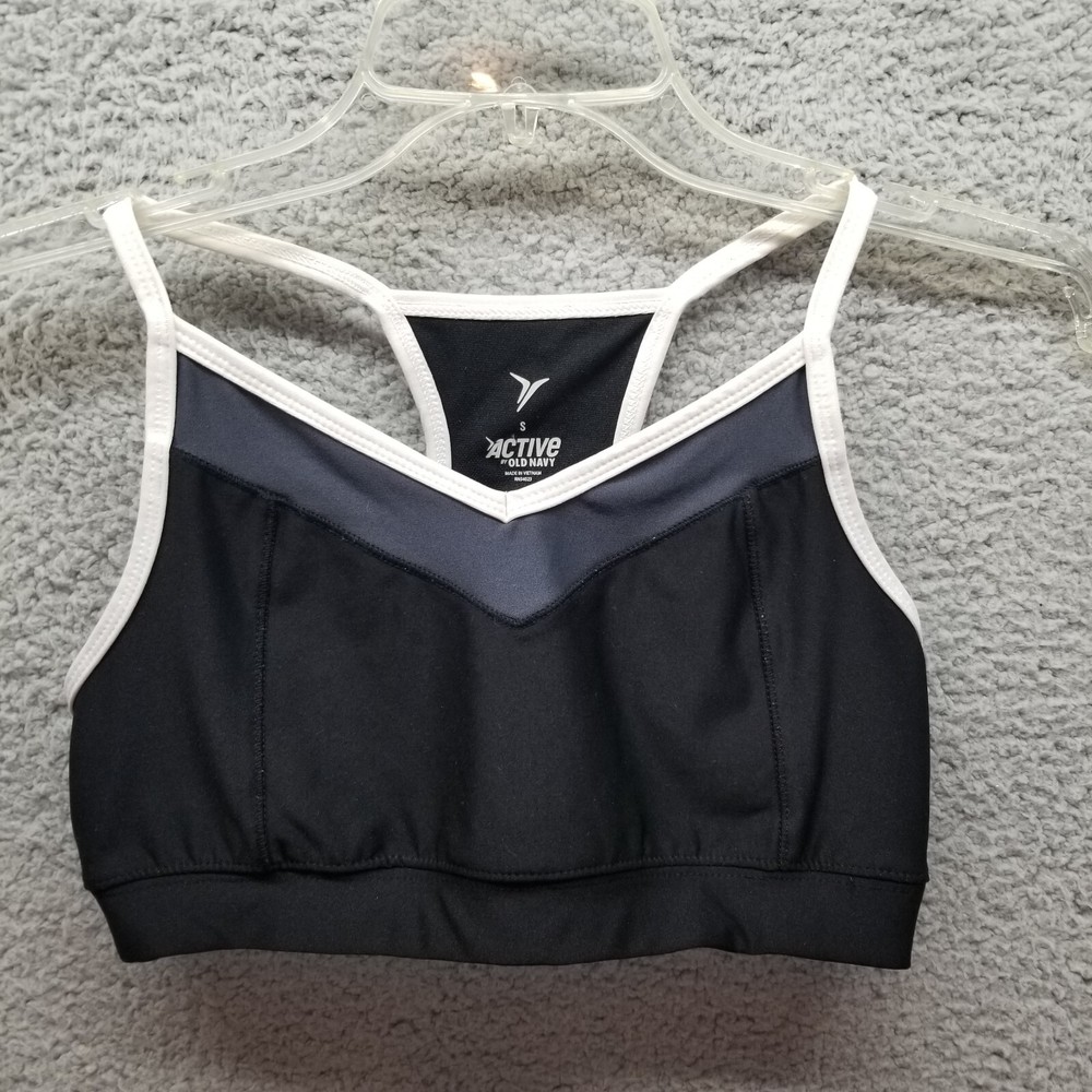 Old Navy Womens Sports Bra Small Black Blue White Athletic Stretch Ladies Gym