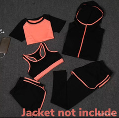 Women Sport Gym Yoga 4pcs 3 colors, pants, bra, t-shirt, short Workout