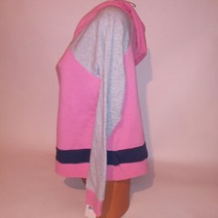 Make & Model Sweater Womens XL Pink Gray Blue Colorblock Hoodie Pullover Long Sl