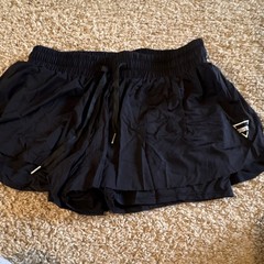 Running Sports Black Athletic Shorts Women’s L Drawstring Lightweight Polyester