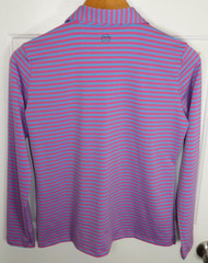 RENWICK Periwinkle Blue Pink Stripe Performance L/S Polo Golf Pickleball Medium
