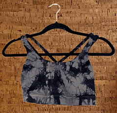 Lululemon Black Gray Tie-Dye Crossback Sports Bra Yoga Medium Support S