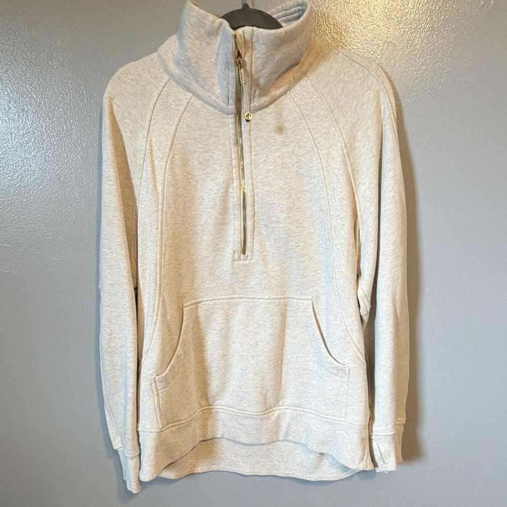 lululemon athletica Scuba oversized funnel neck 1/2 zip heathered bone M/L