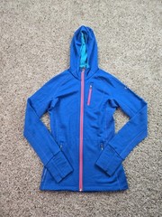 Icebreaker Merino GT Hoodie Womens XS Blue Full Zip Lightweight Stretch Pockets