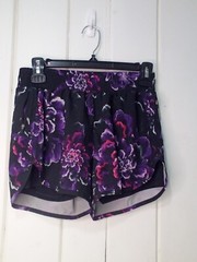 Avia Shorts Women XS 0-2 Running Active Athletic Liner Pattern Black Purple