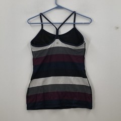 Lululemon Womens Multicolor Striped Racerback Square Neck Camisole Tank Top Sz 6
