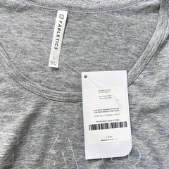 Fabletics Long Sleeve Scoop Neck Tee L Gray Cotton Blend Logo Top Athleisure