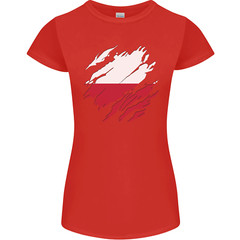Torn Poland Flag Polish Day Football Womens Petite Cut T-Shirt