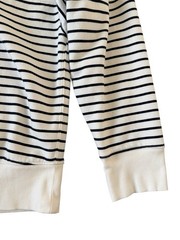 Striped Lace Up Hoodie Womens Large Coastal Nautical Fisherman Beachy Comfy