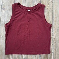 Women’s HeyNuts Cropped Activewear Workout Tank Bundle Maroon & White – Small
