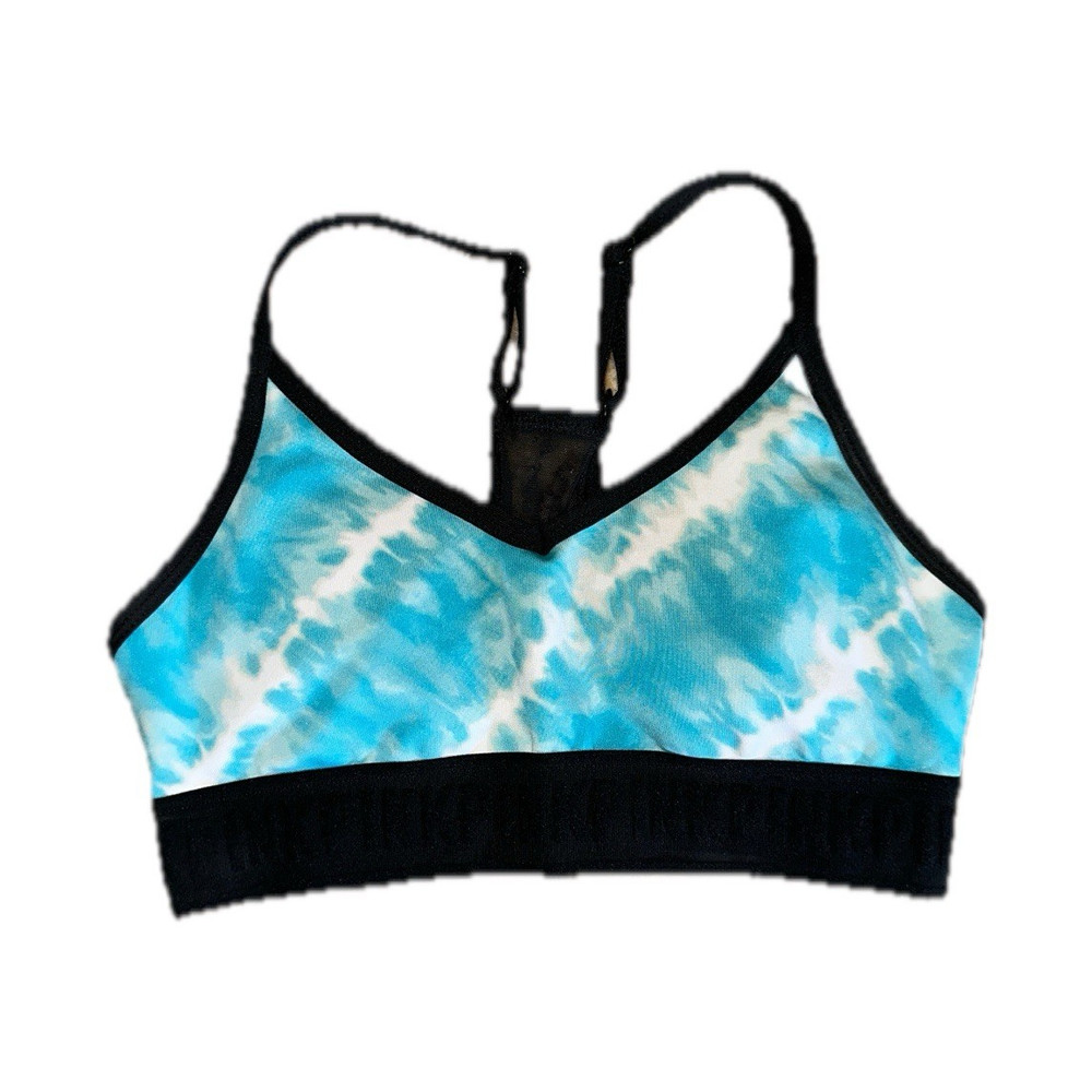 PINK Ultimate XS Tie Dye Sports Bra Blue/White/Black Racerback Wireless Low