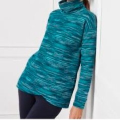 Women’s M Blue Striped Cowl Neck Sweatshirt By Talbots