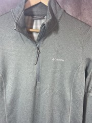 Women’s Columbia Park View Grid Gray Half Zip Long Sleeve Fleece Lined Sz L