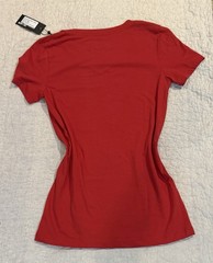 Bespoke Sport Women’s V-Neck Jersey T-Shirt Red Slim Fit Stretch Size S
