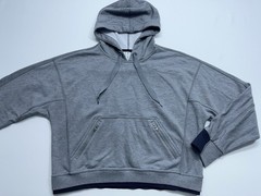 Athleta Oversized Cropped Hoodie Womens Size Medium Pullover Pockets Zip Pockets