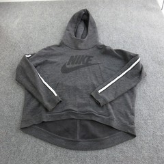 Nike Hoodie Sweatshirt Womens Large Dark Gray Pullover Swoosh Logo High Low Hem