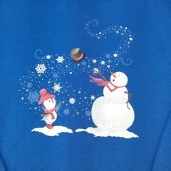 Jerzees Snowman Penguin Sweatshirt Blue Womens XL Grandmacore Holiday Novelty