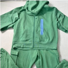 Champion Green Hoodie and Cargo Joggers Tracksuit Set Women Large Gorpcore NEW