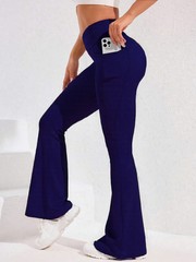 ​​High Waist Flare Leg Yoga Pants Women with Pocket Push Up Butt Running Tights