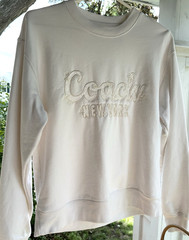 Cursive Coach New York Embroidered Sweatshirt Lace Flower S Bone White Cream Top