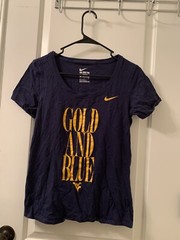 Women’s Nike West Virginia Mountaineers Gold and Blue T-Shirt Size Small