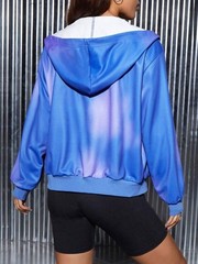 Shein Purple Ombre Zipper Drawstring Hoodie Petite Medium 10 Ladies Pockets Zip