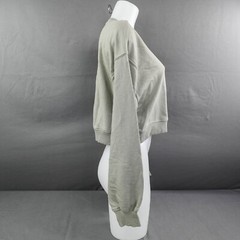Womens Sweatshirt Top Large Green Cropped Y2K Minimalist Grunge Indie Edgy Layer