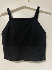 Black Pro Fit Women’s Square Neck Crop Top Seamless Stretch Ribbed Sporty