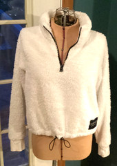 Calvin Klein Performance Small White Fuzzy 1/4 Zip High Neck Sweathshirt