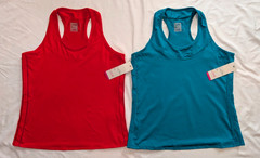 New Lucky In Love Tennis Tank Top Shirt Lot 2 Red Teal Blue NWT Vaportex Racer L