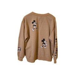 Disney Beige Mickey Mouse All Over Pull Over Sweatshirt Women’s XL