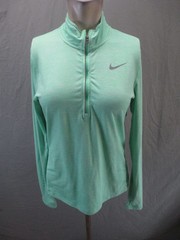 Nike Running Size S Womens Green Trumb Hole 1/2 Zip Sport Stretch Pull Over 102