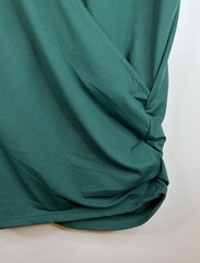 HALARA V-Neck Cap Sleeve Crossover Ruched Green Blouse XL Stretch Athleisure