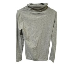 Athleta Size Medium Gray Herringbone Funnel Neck Long Sleeve Top Blouse