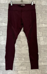 NWT Forever 21 Burgundy Plum Long Leggings Mesh Panels Size Small