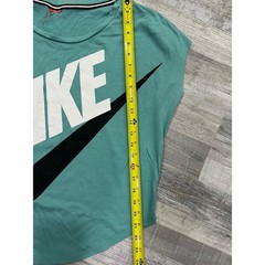 Nike Women Teal Green Muscle Tank Top Graphic Swoosh Logo Athletic Shirt L