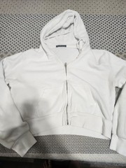 Brandy Melville white cropped zip up hoodie one size no hood tie #brandymelville