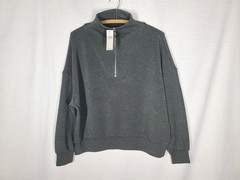 NWT Varley Hawley Half Zip Sweat Double Soft Sweatshirt Gray Small MSRP $148