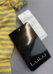 LULU Collection Women’s Ruched Sides Cap Sleeve Shirt Yellow Grey Stripes