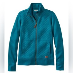 LL Bean Quilted Full-Zip Sweatshirt, Womens Size M Tall, Admiral Blue 515668 NEW