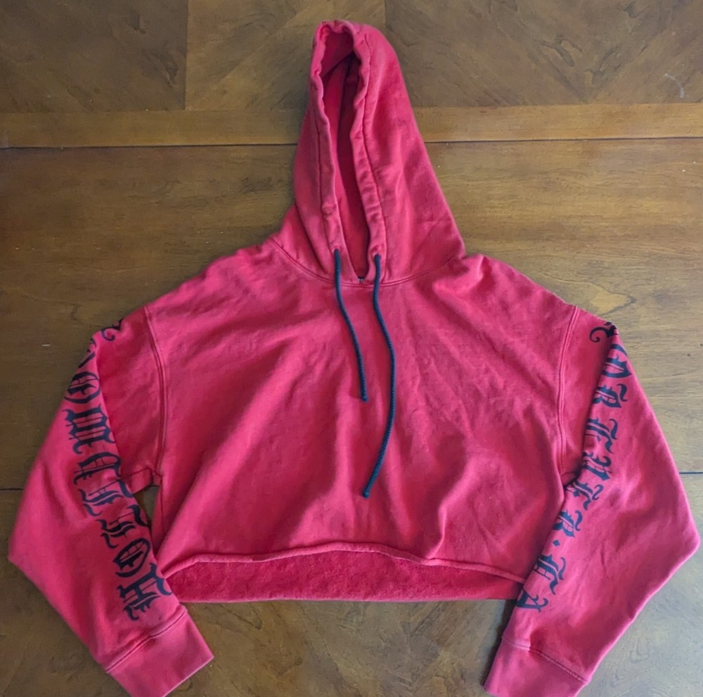 ADAPTATION Hollywood Forever Cropped Hoodie Red Black Gothic Graphic Womens XS