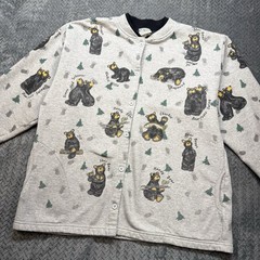 Vintage Artisans Sunschein Gray Fleece Sweatshirt Buttons Bear Unisex Large USA