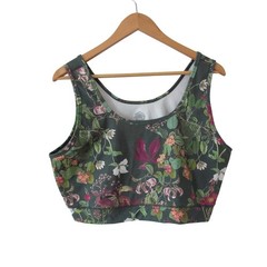 Roots x Alder Crop Top 3XL Green Garden Floral Sports Bra Athletic Activewear